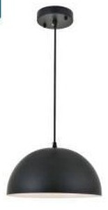 lot 15300 image: Forte 1 Light Black Pendant Light Fixture