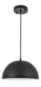 lot 15317 image: Forte 1 Light Black Pendant Light Fixture