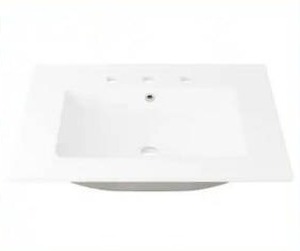 lot 15332 image: Eridanus Tucson 24 in. W x 18 in. D Vitreous China Vanity Top in White with 3-Faucet Holes, 8 in. Widespread