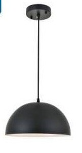 lot 15338 image: Forte 1 Light Black Pendant Light Fixture