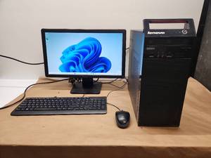 lot 16 image: Lenovo ThinkCentre Desktop Computer with Dell Monitor