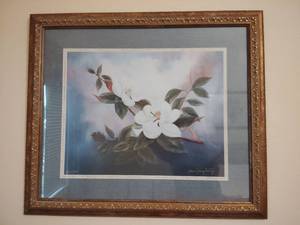 lot 910 image: Joan Daugherty Magnolia Blossom Limited Edition Print 24x28 inch.