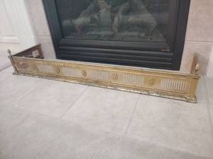 lot 924 image: Brass Fireplace Fender with Decorative Grating 49x6 in