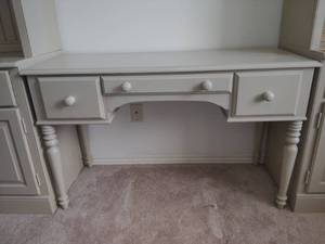 lot 941 image: Tan Painted Wood Desk with Three Drawers 27x19x45 in