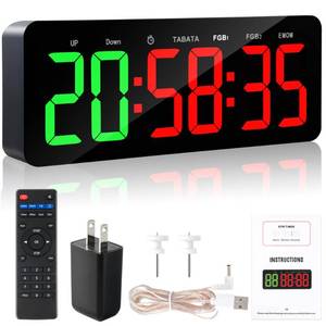 lot 4368 image: Faweskiy Upgraded Gym Timer Clock for TabataFBGEMOM - Large Workout Clock for Home Gym with  Remote Control, Count Down & Up  Stopwatch, Fitness Digital Timer for HomeYogaBoxingGarage