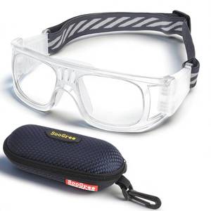 lot 4372 image: Professional Sports Goggles Glasses Men Women Racquetball Basketball Football Sport Eyewear Protective Glasses Anti-fog Shock Collision Lens Replaceable (Transparency Frame White Pad), 8068