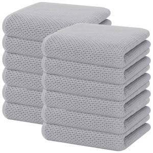 lot 4375 image: Homaxy 100% Cotton Waffle Weave Kitchen Dish Towels, Ultra Soft Absorbent Quick Drying Cleaning Towel, 13 x 28 Inches, 12-Pack, Light Gray