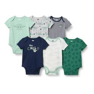 lot 4381 image: Amazon Essentials Disney  Marvel  Star Wars Unisex Babies Short-Sleeve Bodysuits, Pack of 6, Star Wars Child, 24 Months