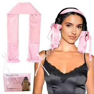 lot 4387 image: Heatless Hair Curler Overnight,No Heat Hair Curlers to Sleep in, Soft Ribbon Wrap for Long Hair, Heatless Curling Rod Headband Set for All Hair Types(Pink)