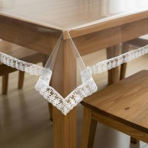 lot 4392 image: Caeuiciw 2 Pack 86 x 54 Inch Clear Vinyl Table Cover Protector Waterproof Plastic Tablecloth Dining Table Cover White Lace Tablecloth for Dining Tables Kitchen Home
