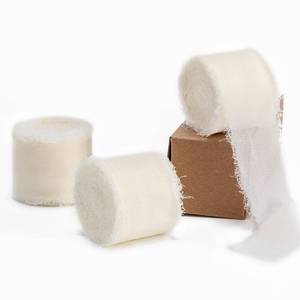 lot 4400 image: Husfunov Ivory Handmade Chiffon Ribbon,1.5Inch x 3 Rolls Total 24 Yards Ivory Fringe Chiffon Silk Ribbon,for Wrapping Wedding Invitations,Bridal Bouquets,DIY Crafts,Home Decor and More