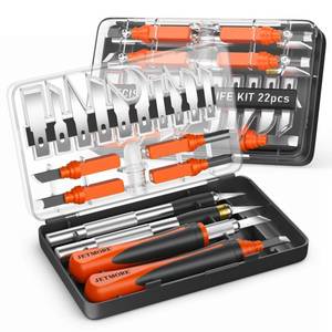 lot 4401 image: JETMORE Exacto Knife, 22-Piece Exacto Knife Set, Hobby Knife with Exacto Blades, Craft Knife for Modeling, Carving, Precision knife for Stencil, Crafting, Scrapbooking, Art Knife