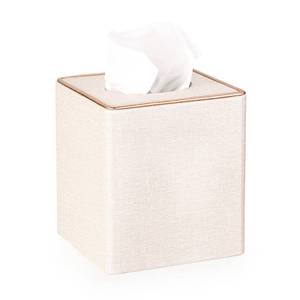 lot 4405 image: Sumnacon Square Linen Tissue Box Cover - Stylish Cube Tissue Box Holder with Magnetic Bottom, Decorative Tissue Box for Vanity Toilet Tank Dresser Night Stand Table Countertop Office Car, Beige