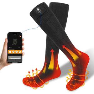 lot 4419 image: SAVIOR HEAT Heated Socks for Men Women with APP Control Battery Rechargeable Electric Heating Skiing Socks Washable for Winter Hunting Skiing Fishing Hiking (Large)