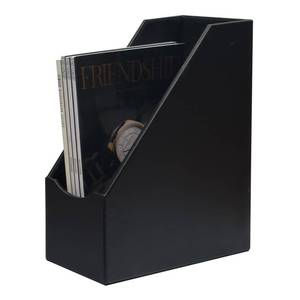 lot 4424 image: UnionBasic Magazine File Holder, Leatherette Desktop Document Organizer, Home Office Paper Holder File Storage Literature Sorter, Black