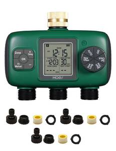 lot 4425 image: MOES 3 Outlet Sprinkler Timer, Brass Inlet, Programmable Automatic Irrigation Controller, Rain Delay, Manual Watering, 3 Zone Water Hose Timer for Gardens, Lawns