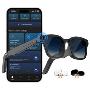 lot 4456 image: Oucscru AI Smart Glasses with ChatGPT, 8MP Camera Glasses with Camera and Audio, AI Translation Sunglasses with 164 Languages, Bluetooth Sunglasses with VoiceCalling, 8-Hour Music, Photochromic Lens