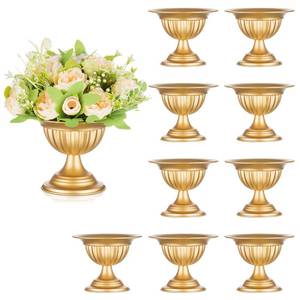 lot 4458 image: Sziqiqi Gold Metal Urn Vases for Flower - 10 Pcs Vintage Small Vase for Wedding Decorations Mini Flower Arrangements Table Vase Plant Pot for Weddings Party Centerpieces Decoration Bulk