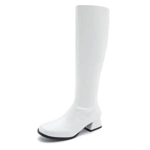 lot 4462 image: GOGO Boots for Women, Knee High Boots, Low Block Heel Zipper Boots Ladies Party Dance Shoes White 43 - US 10.5
