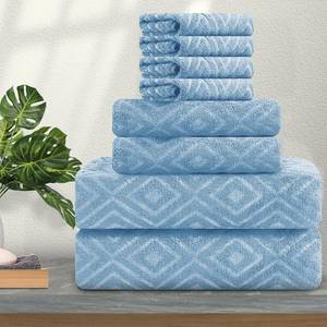 lot 4486 image: Ferdilan 8 Piece Extra Large Bath Towels Set,2 Oversized Bath Towels(35x70), 2 Hand Towels,4 Washcloths Ultra Soft and Absorbent Towels for Bathroom, Quick Dry Towel for Gym Hotel Camp Pool Blue