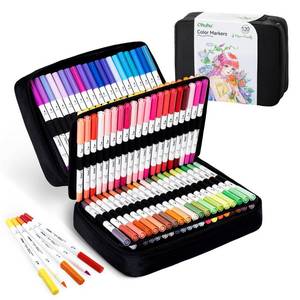 lot 4505 image: Ohuhu Markers Paper-friendly No Peeling Water-based 120 Colors Dual Brush Fineliner Tips Markers for Adult Coloring Books No Bleeding Drawing Pens for Kids Beginner Calligraphy - Pupe