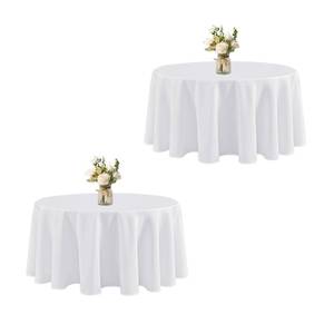 lot 4511 image: Blissource 90 Inch Round Tablecloth White Table Cloth,2 Pack Washable Polyester Table Cover for Party,Dining Tables, Buffet Parties and Camping
