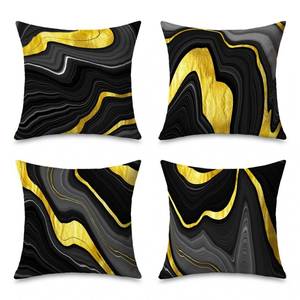 lot 4526 image: Marble Texture Black and Gold Throw Pillow Covers, Decorative Abstract Modern Boho Gold and Black Grey Pillows Cushion Covers for Couch Sofa Bedroom Living Room Car Home Decor 18 x 18 Inch Set of 4