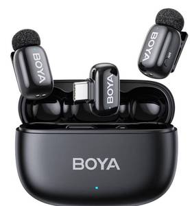 lot 4529 image: BOYA mini 2 Wireless Lavalier Microphones for iPhone 151617 & Android, AI Noise Cancellation, App Control, 30H Battery Life with Charging Case, Lapel Microphone Wireless for Video Recording Vlogging