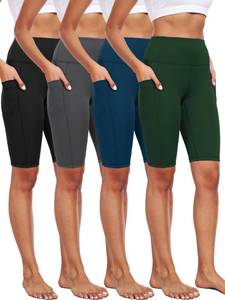 lot 4540 image: CADMUS Women Biker Shorts Athletic Compression for Yoga Workout with Big Pockets,4 Pack,1026,BlackGreyNavy BlueGreen,X-Large