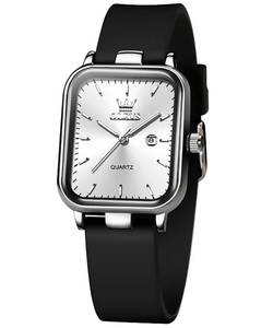 lot 4546 image: OLEVS Watch for Women Waterproof Luminous White Silicone Band Wristwatch Minimalist Fashion