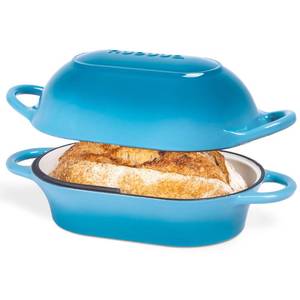 lot 4547 image: Dutch Oven For Sourdough Bread Baking Enamelled Cast Iron Bread Loaf Pot Oven Safe Non Stick Bread Pot Rectangular,Light Blue, 24cm x 16cm by Nuovva