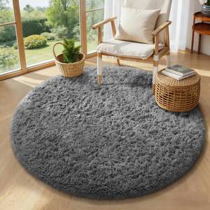 lot 4553 image: Ophanie Round Rug 4Ft Grey Circle Area Rugs, Fluffy Fuzzy Small Bedroom Carpet 4 Foot, Plush Shag Floor Gray Living Room Christmas Circular Aesthetic Decor for Kids Teen Boys Baby, Nursery, Classroom