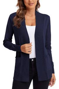 lot 4557 image: Urban CoCo Womens Lightweight Open Front Knit Cardigan Sweater Long Sleeve with Pocket (Navy Blue, S)