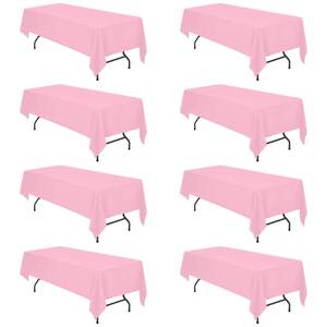 lot 4560 image: BRILLMAX 8 Pack Pink Tablecloths 60 x 126 Inch for 8ft Rectangle Tables - 150 GSM Polyester Fabric, 15 Standard Drop, Water, Stain & Wrinkle Resistant Cloth Cover for Wedding Banquet Dining Buffet