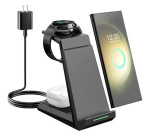 lot 4563 image: Wireless Charger for Samsung - Nanami 3 in 1 Charging Station for Multiple Devices, Fast Charger Stand for Galaxy S26 S25 S24 S23 Ultra S22 Z Flip Fold 7,Galaxy Watch 655 Pro43, Galaxy Buds 2 Pro
