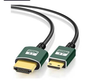 lot 4581 image: Thin Mini HDMI to HDMI Cable 10FT, Ultra Slim & Flexible Soft Mini HDMI Cable Supports 3D4K60Hz18gbps2160P1080P