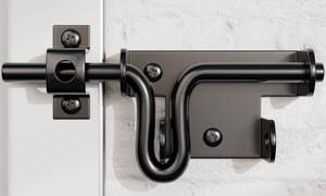 lot 4582 image: Hillmaster Slide Bolt Gate Latch for Wooden Fence Door Lock With Padlock Hole, Heavy Duty Sliding Lock, Black Barrel Bolt Latches Hardware for Wood Vinyl Fence Barn Shed