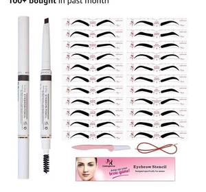 lot 4590 image: Eyebrow Stencil & Eyebrow Pencil, 30 Eyebrow Shaper Kit, Reusable Eyebrow Template With Strap & Eyebrow Razor, Waterproof Eyebrow Pen, 3 Minutes Makeup, Suitable for 98%