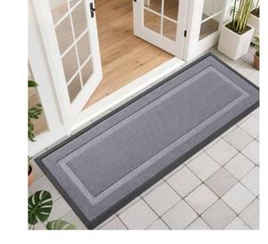 lot 4594 image: OLANLY Front Door Mat Indoor Outdoor Entrance, Waterproof All-Season, All-Weather Doormat, Sturdy Natural Rubber, Low Profile, Easy Clean Patio Porch Entryway Mat, 47x17, Classic Gray