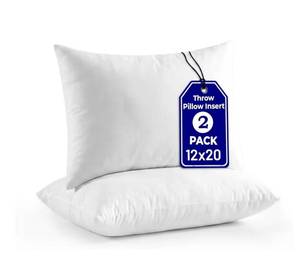 lot 4595 image: QUBA LINEN 12 x 20 Throw Pillow Insert - Pack of 2 White, Down Alternative Pillow Inserts for Decorative Pillow Covers, Throw Pillows for Bed
