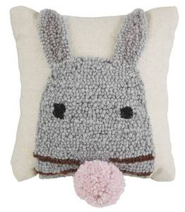 lot 4599 image: Mud Pie Easter Mini Hook Pillow, Bunny Face, 17 x 17