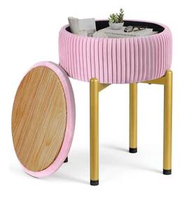 lot 4610 image: 18-Inch Velvet Vanity Stool Chair with Storage