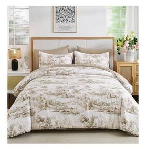 lot 4624 image: WONGS BEDDING Brown Comforter Set Queen Size, 7 Pieces Botanical Comforters with Sheets