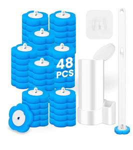 lot 4636 image: Disposable Toilet Brush, Toilet Wand Refills, Extended Handle with 48 Cleaner Refills,