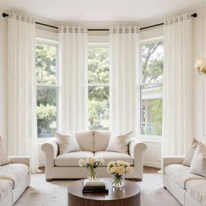 lot 4656 image: MIULEE Natural Linen Curtains 84 Inch Long 4 Panels Light Filtering Window Drapes with Rod Pocket Back Tab for Living Room Bedroom Farmhouse Decor Cream 42 W x 84 L Inches