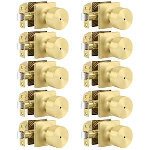 lot 4657 image: Goldenwarm Gold Door Knobs Interior, Privacy Bedroom Door Knob with Lock, Keyless Heavy Duty Stainless Steel Bathroom Door Handles, Brushed Gold Interior Locking Door Knobs 10 Pack for Home Office