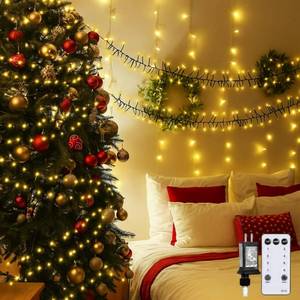 lot 4662 image: 100Ft 2000 LED Cluster Lights for Christmas Tree Plug in Firecrackers String Light with Remote 8 Modes Timer Memory Waterproof Twinkle Fairy Decor for Indoor Xmas Tree Garland Decor(Warm Light)
