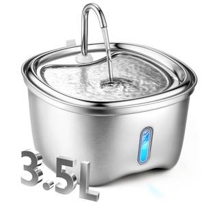 lot 4668 image: Kiwilove Cat Water Fountain Stainless Steel, 120oz3.5l Water Fountains for Cats Indoor, Automatic Silent Pump, Easy Clean Water Bowl, with Replacement Filters, Unique Cat-Shaped Design