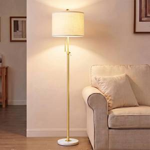 lot 4670 image: Qingmiao Gold Floor Lamps for Living Room, 55-67 Height Adjustable Modern Tall Lamp, 3-Way Dimmable Standing Lamp for Bedroom Office Reading Corner Home Decor, New House Warming Gifts