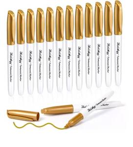 lot 4694 image: Motiskyy 12 Pcs Metallic Permanent Markers Bulk Gold Silver Pens Fine Point Metallic Paint Markers